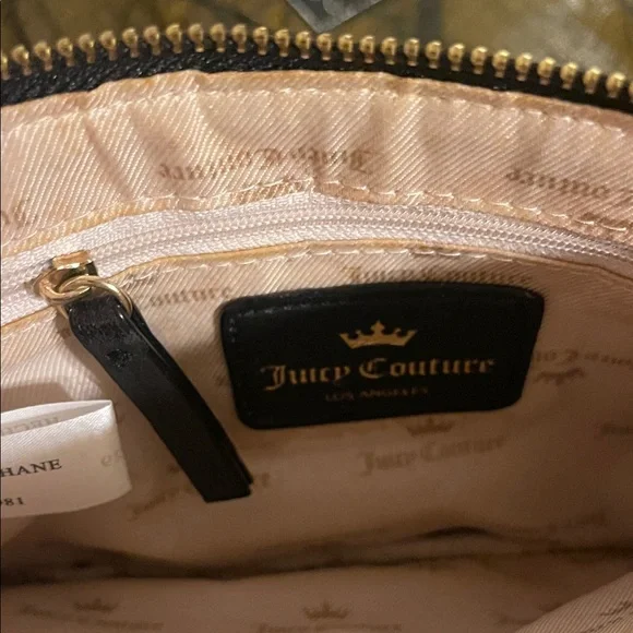 Juicy Couture Black Embossed Wristlet/Clutch with Heart Charm - Picture 4 of 5